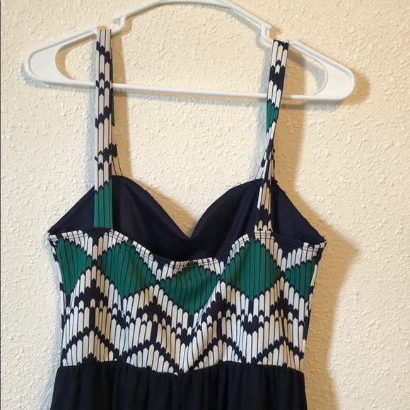 Green, Navy and White Summer Dress - Picture 3 of 4